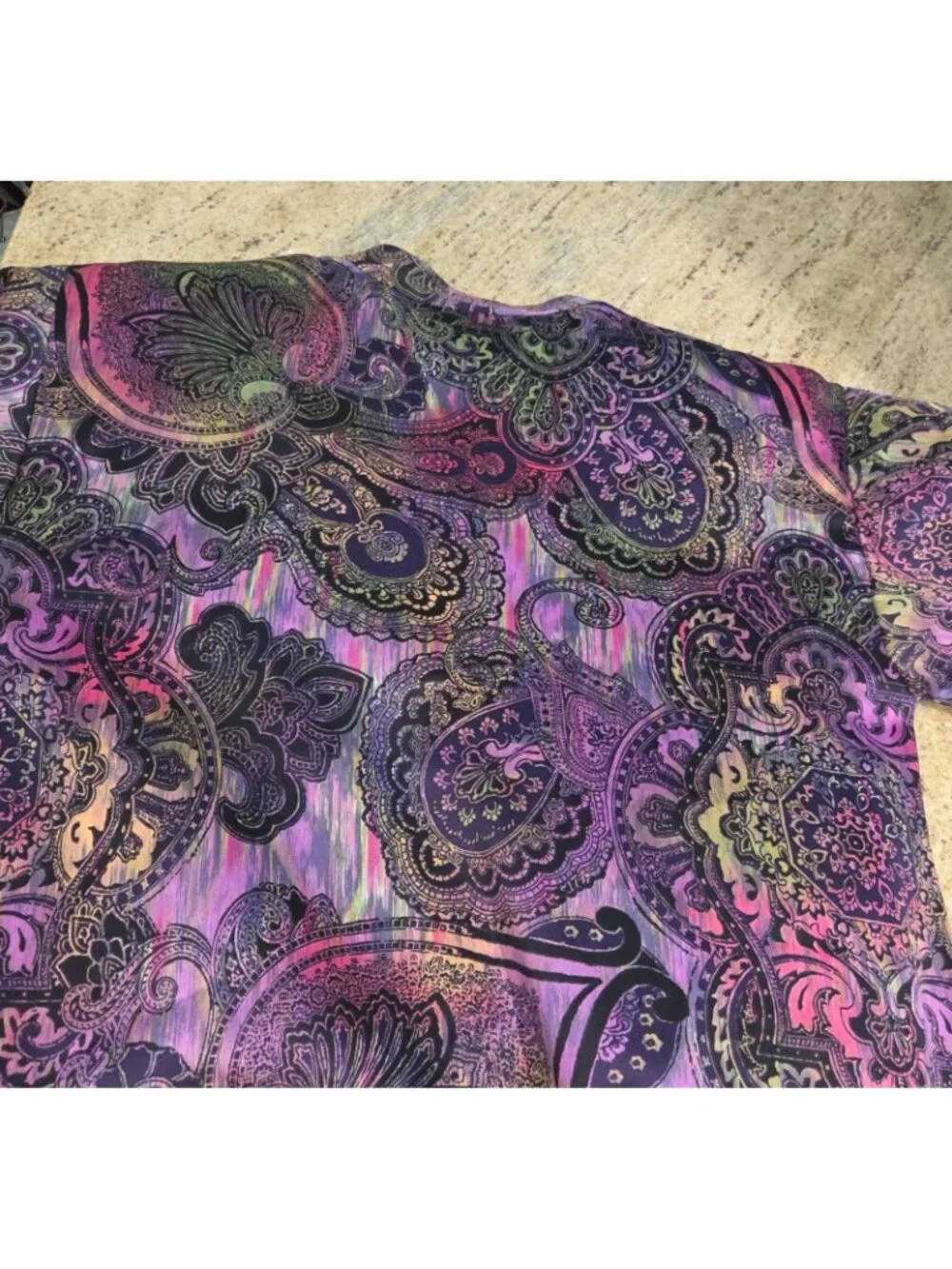 Natori Size XS Caftan Half Zip Multi-colored Floral Paisley Print Lounge Robe